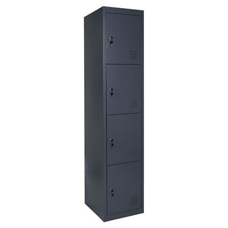 Schließfachschrank HILDUR, Metallspind 180x38x45 cm, 4 Türen mit Schloss, Farbe Anthrazit