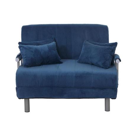Schlafsofa LESLY, 2-Sitzer, dick gepolstert, Cord-Stoff, Farbe Blau