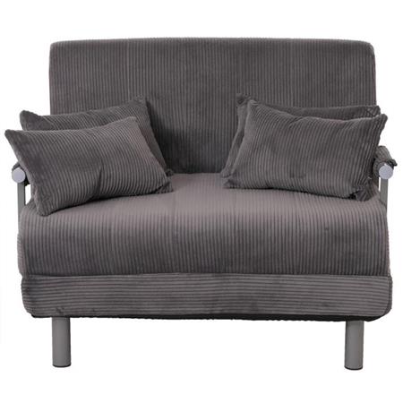Schlafsofa LESLY, 2-Sitzer, dick gepolstert, Cord-Stoff, Farbe Dunkelgrau