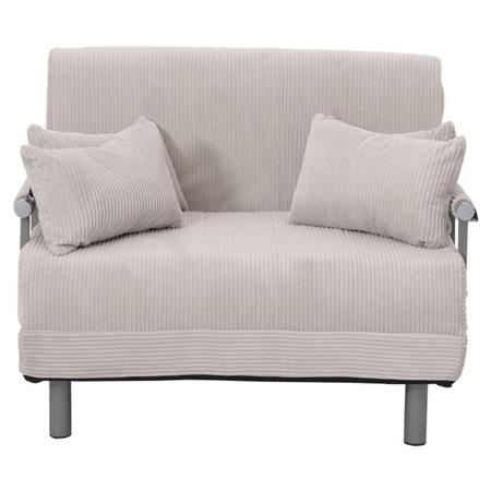 Schlafsofa LESLY, 2-Sitzer, dick gepolstert, Cord-Stoff, Farbe Hellgrau