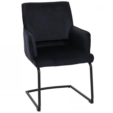 Besucherstuhl NICHOLS, Freischwinger, bequem gepolstert, Metallgestell, Stoffbezug, Farbe Anthrazit-Blau