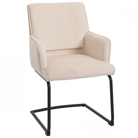 Besucherstuhl NICHOLS, Freischwinger, bequem gepolstert, Metallgestell, Stoffbezug, Farbe Creme