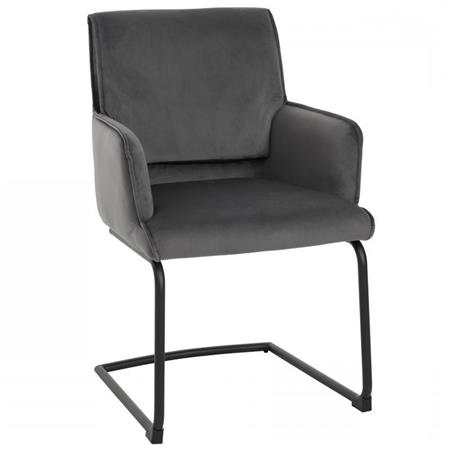 Besucherstuhl NICHOLS, Freischwinger, bequem gepolstert, Metallgestell, Stoffbezug, Farbe Dunkelgrau