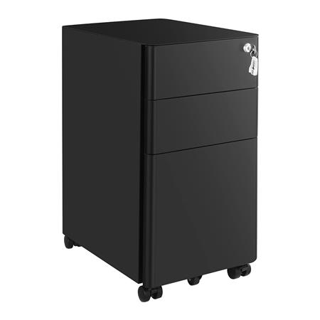 Rollcontainer SENDY, abschließbar, 3 Schubladen, Farbe Schwarz