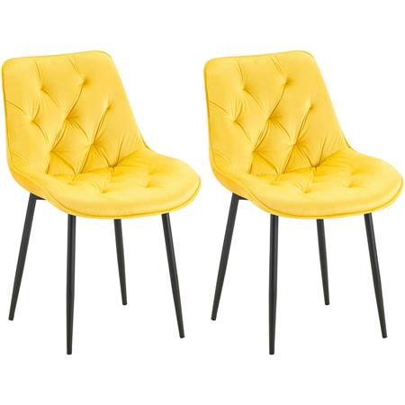 Im 2er Set: Besucherstuhl GRACE, schwarzes Metallgestell, elegantes Design in Samt, Farbe Gelb