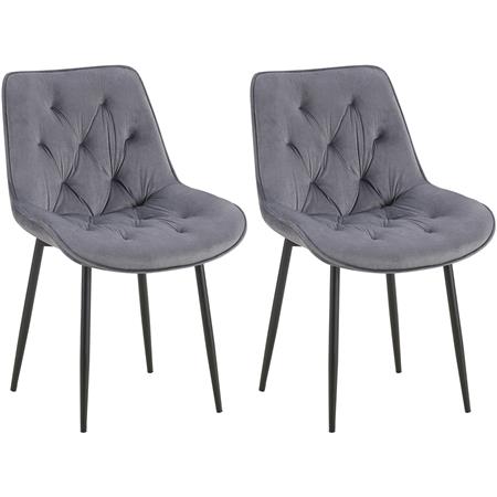 Im 2er Set: Besucherstuhl GRACE, schwarzes Metallgestell, elegantes Design in Samt, Farbe Dunkelgrau