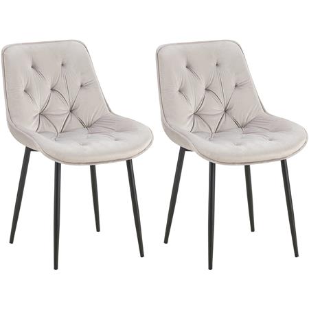 Im 2er Set: Besucherstuhl GRACE, schwarzes Metallgestell, elegantes Design in Samt, Farbe Hellgrau