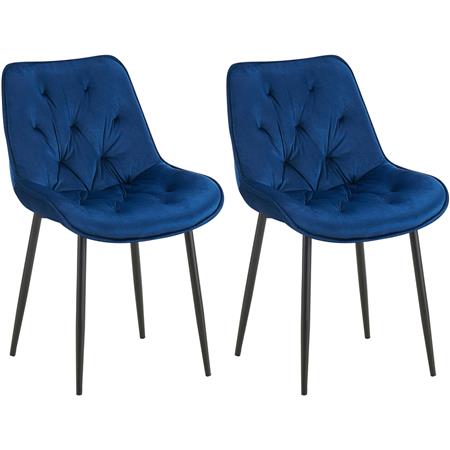 Im 2er Set: Besucherstuhl GRACE, schwarzes Metallgestell, elegantes Design in Samt, Farbe Blau