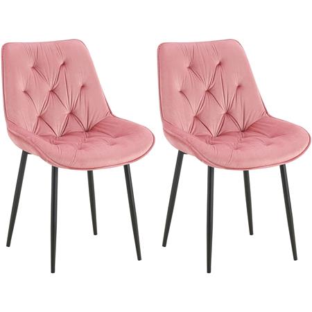 Im 2er Set: Besucherstuhl GRACE, schwarzes Metallgestell, elegantes Design in Samt, Farbe Rosa