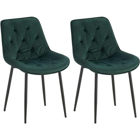 Im 2er Set: Besucherstuhl GRACE, schwarzes Metallgestell, elegantes Design in Samt, Farbe Grün