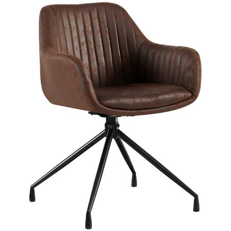 Besucherstuhl TANNER, Metallgestell, drehbar, Vintage-Kunstleder, Farbe Dunkelbraun