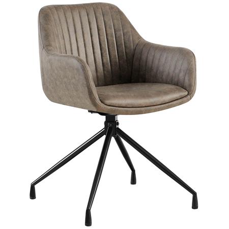 Besucherstuhl TANNER, Metallgestell, drehbar, Vintage-Kunstleder, Farbe Graubraun