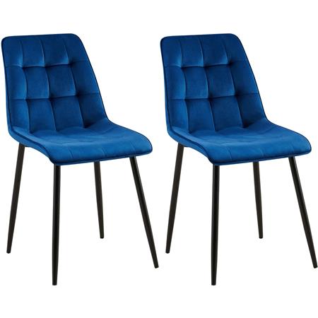 2er-Set Besucherstuhl HALIMA Gast- und Besprechungsstühle, schwarzes Metallgestell, Samt, Farbe Blau