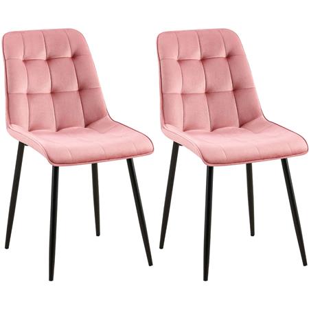 2er-Set Besucherstuhl HALIMA Gast- und Besprechungsstühle, schwarzes Metallgestell, Samt, Farbe Rosa