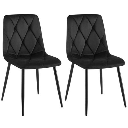 Im 2er Set: Besucherstuhl SYAN, modernes Design mit Steppnähten, Metallgestell, Samtbezug, Farbe Schwarz