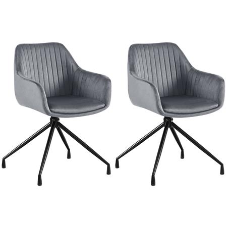 Im 2er Set: Besucherstuhl TANNER, Metallgestell, drehbar, Samtbezug, Farbe Grau