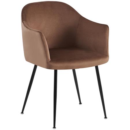 Besucherstuhl VIVIAN, stabil und bequem, schwarzes Metallgestell, Samt, Braun 