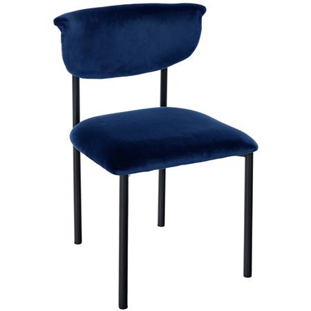 Besucherstuhl TUCKER, Metallgestell, gepolstert mit Samtbezug, Farbe Blau