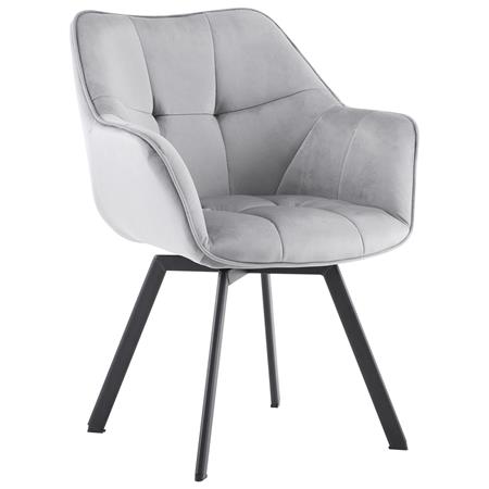 Besucherstuhl SUTTON, drehbar, bequem und modern, Metallgestell, Samtbezug, Farbe Grau