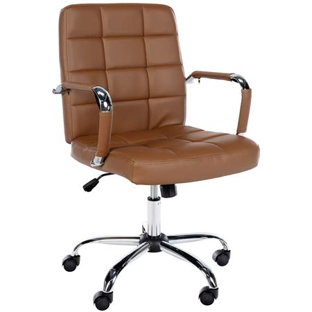 Bürostuhl BAXTER, komfortabel gepolstert, mit Armlehnen, Metallgestell, Kunstleder, Farbe Hellbraun