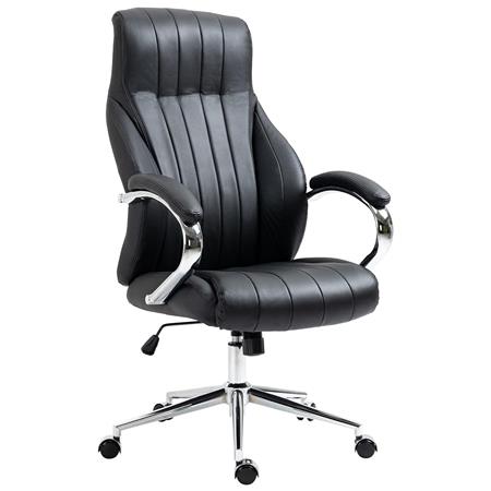Chefsesssel DANIA, elegant und robust, Metallgestell, Echtleder, Farbe Schwarz