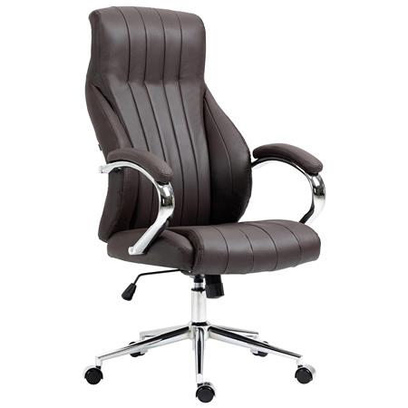 Chefsesssel DANIA, elegant und robust, Metallgestell, Echtleder, Farbe Dunkelbraun