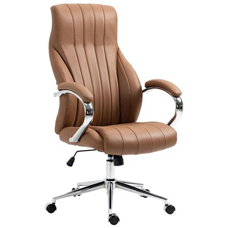 Chefsesssel DANIA, elegant und robust, Metallgestell, Echtleder, Farbe Hellbraun