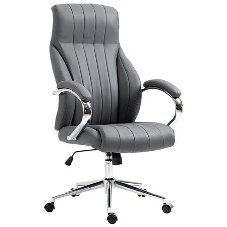 Chefsesssel DANIA, elegant und robust, Metallgestell, Echtleder, Farbe Grau