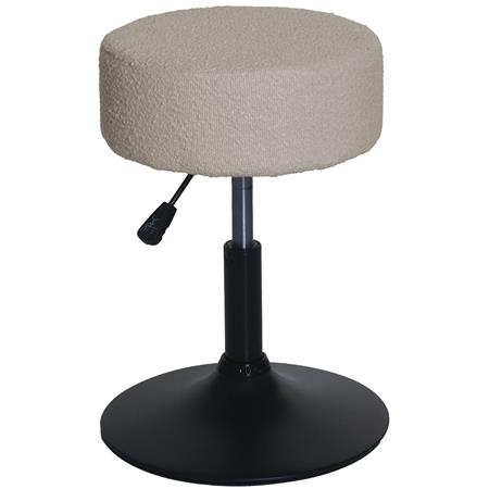 Arbeitshocker BLOOM, 360º drehbar, höhenverstellbar, bequem gepolstert, Bouclé-Stoffbezug, Farbe Beige