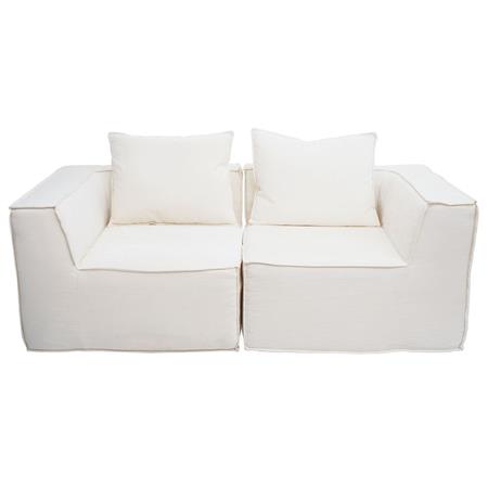 Sofa NANUK, 2-Sitzer, vielseitig und bequem, mit Kissen, Stoff, Creme