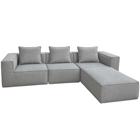 Sofa NANUK, 3-Sitzer, vielseitig und bequem, mit Kissen, Stoff, Hellgrau