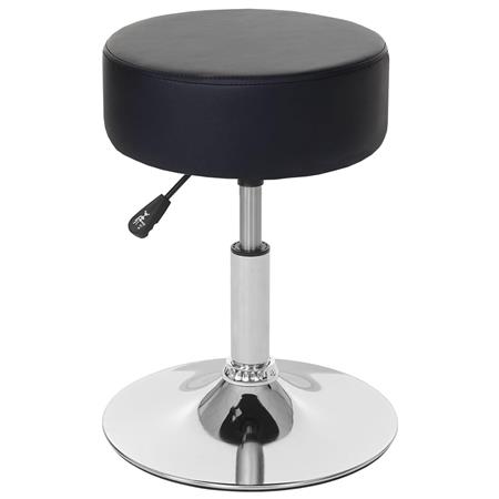 Arbeitshocker DANKO, 360º drehbar, höhenverstellbar, Polstersitz, Kunstleder, Farbe Schwarz