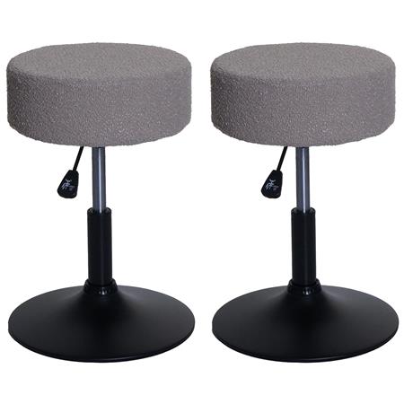 Im 2er Set: Arbeitshocker BLOOM, 360º drehbar, höhenverstellbar, bequem gepolstert, Bouclé-Stoffbezug, Farbe Taupe