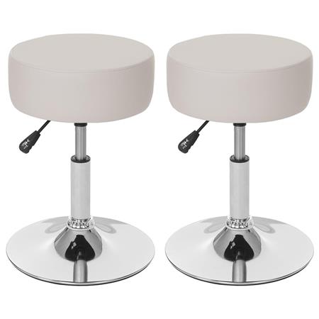Im 2er Set: Arbeitshocker DANKO, 360º drehbar, höhenverstellbar, Polstersitz, Kunstleder, Farbe Creme