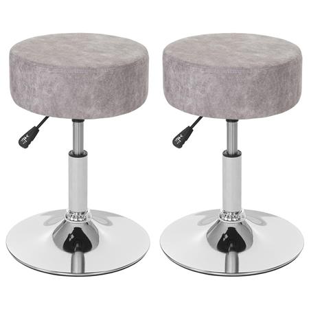 Im 2er Set: Arbeitshocker DANKO, 360º drehbar, höhenverstellbar, Polstersitz, Wildlederimitat, Farbe Vintage Grau