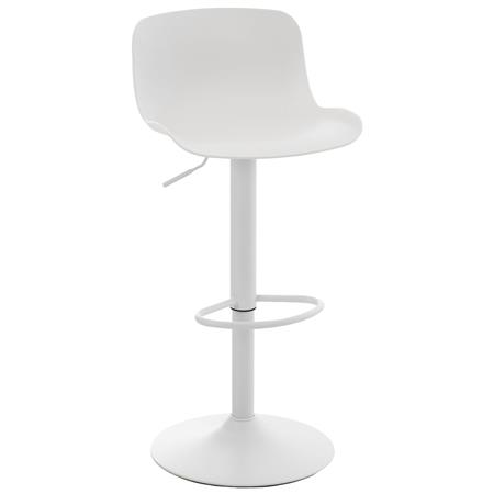 Bürohocker HULUN, mit Rückenlehne und Fußstütze, Weiß