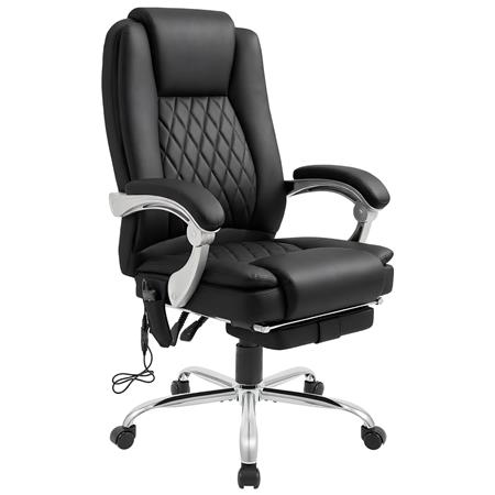 Chefsessel CABUYA, Massage- und Heizfunktion, Fußablage, Kunstleder, Farbe Schwarz