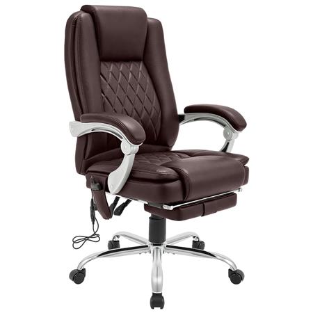 Chefsessel CABUYA, Massage- und Heizfunktion, Fußablage, Kunstleder, Farbe Braun