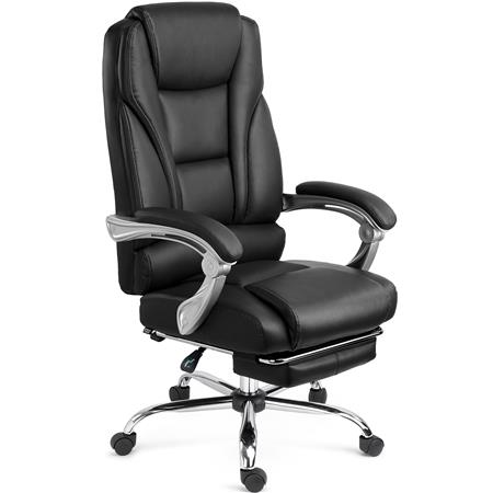 DEMO# Chefsessel KOMODITY LEDER, mit ausziehbarer Fußstütze, Farbe Schwarz