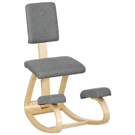 Kniestuhl MOLTY, Holzgestell, mit Rückenlehne, aus Stoff, Grau