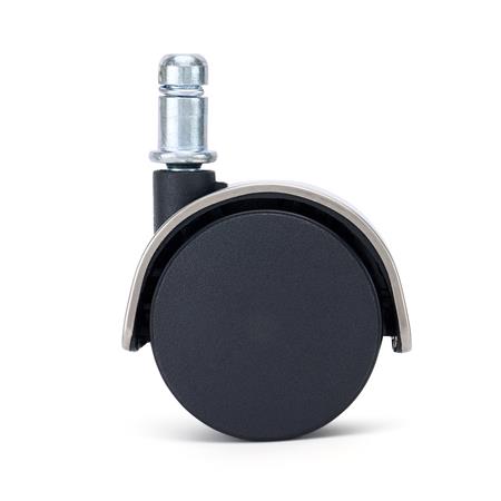 5er Set Bürostuhlrollen COVER, 11x50 mm, verchromtes Design, speziell für Teppichböden, Farbe Silber