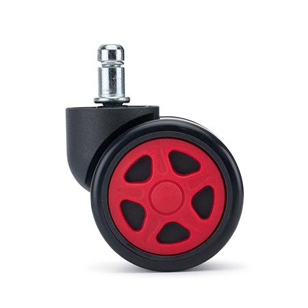 5er Set Hartbodenrollen SPEED, 11x50 mm, Gummibeschichtung, Gaming-Design, Farbe Rot