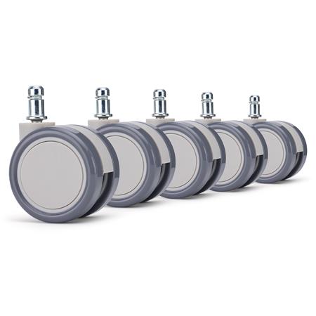 5er Set Universalrollen MOON, 11 x 60 mm, für verschiedene Bodenbeläge, Farbe Grau