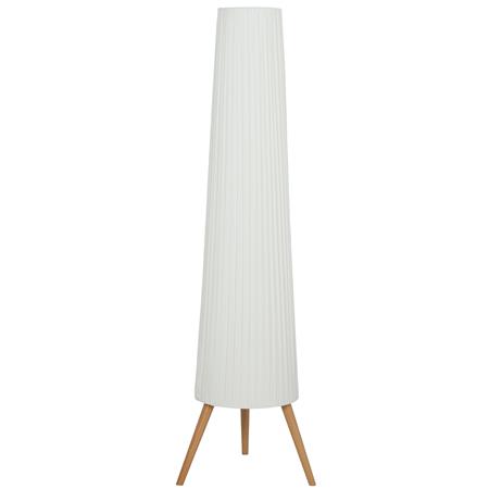 Büroleuchte TRINI, Stehlampe Höhe 153cm, dimmbar, großer zylindriger Lampenschirm mit Holzfuß, Farbe Weiß