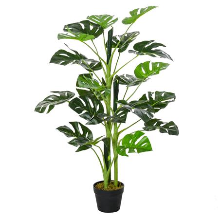 Büropflanze DAINTREE, künstliche Monstera, Höhe 100cm, 21 Blätter, in schwarzem Topf