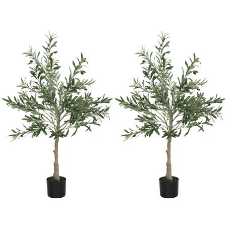 2er Set Büropflanze VERO, künstlicher Olivenbaum, Höhe 120cm, mit Blättern und Oliven