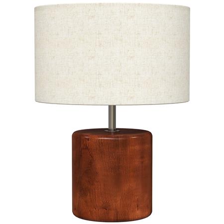 Büroleuchte CLARI, elegante Tischlampe mit Leinenschirm und Lampenfuß aus Holz, Farbe Braun