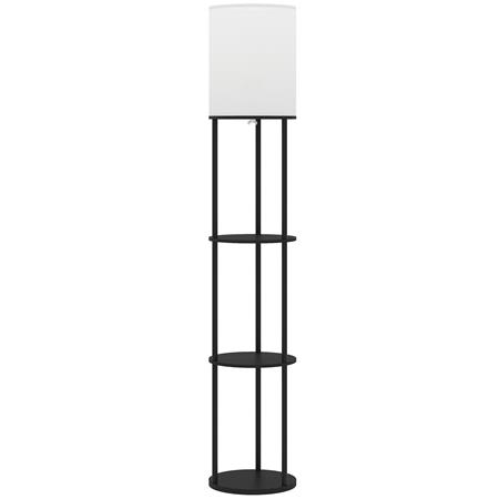 Büroleuchte ORBE, Stehlampe mit Ablagefächern, Höhe 158cm, Farbe Schwarz