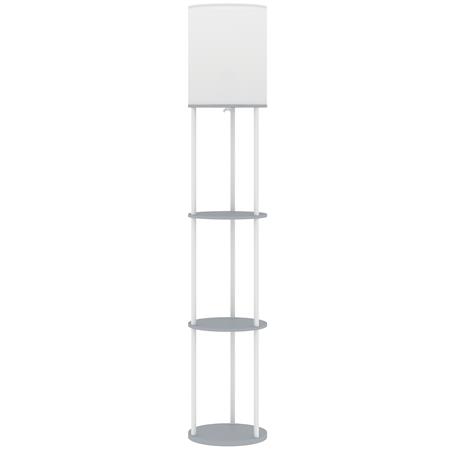 Büroleuchte ORBE, Stehlampe mit Ablagefächern, Höhe 158cm, Farbe Grau