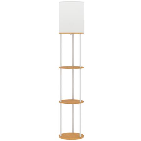 Büroleuchte ORBE, Stehlampe mit Ablagefächern, Höhe 158cm, Farbe Natur